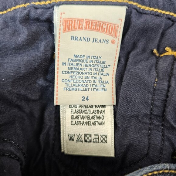 True Religion Jean Shorts Lauren Women’s 24 6" Inseam Blue Made In Italy Stretch - Picture 3 of 14